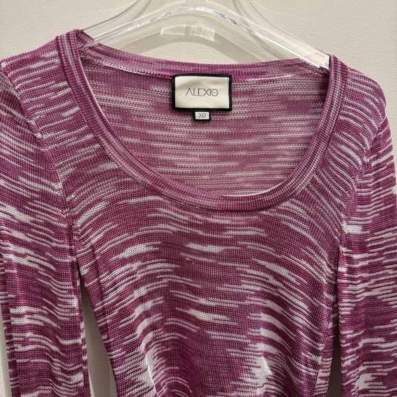 Alexis Loli Purple & White Long Sleeve Crop Wrap Top Size XS - Picture 3 of 9